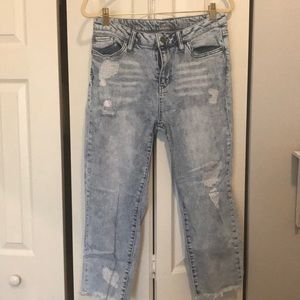 High waisted cropped boyfriend Jeans distressed